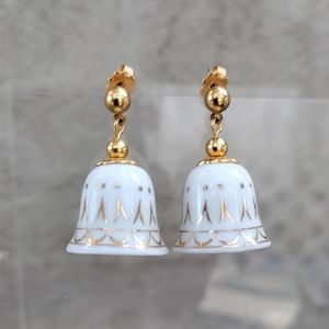 Avon White Porcelain Bell Earrings